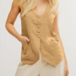 Chic Summer Linen Vest_ Scoop Neck Fitted Style for Work or Casual 05
