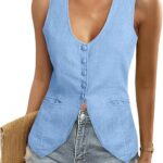 Chic Summer Linen Vest_ Scoop Neck Fitted Style for Work or Casual 13