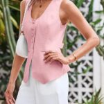 Chic Summer Linen Vest_ Scoop Neck Fitted Style for Work or Casual 20