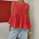 Chic Y2K Babydoll Blouse_ Summer Pleated Peplum Sleeveless Top 01