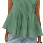 Chic Y2K Babydoll Blouse_ Summer Pleated Peplum Sleeveless Top 02