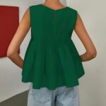 Chic Y2K Babydoll Blouse_ Summer Pleated Peplum Sleeveless Top 03