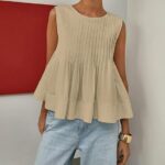 Chic Y2K Babydoll Blouse_ Summer Pleated Peplum Sleeveless Top 05