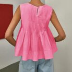 Chic Y2K Babydoll Blouse_ Summer Pleated Peplum Sleeveless Top 08