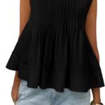 Chic Y2K Babydoll Blouse_ Summer Pleated Peplum Sleeveless Top 09