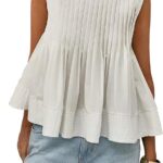 Chic Y2K Babydoll Blouse_ Summer Pleated Peplum Sleeveless Top 10