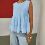 Chic Y2K Babydoll Blouse_ Summer Pleated Peplum Sleeveless Top 12