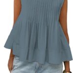 Chic Y2K Babydoll Blouse_ Summer Pleated Peplum Sleeveless Top 14