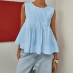Chic Y2K Babydoll Blouse_ Summer Pleated Peplum Sleeveless Top 22