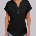 Embrace Effortless Summer Style with 2025’s Trending Flowy Henley Tops 05