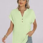 Embrace Effortless Summer Style with 2025’s Trending Flowy Henley Tops 08