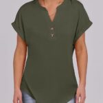 Embrace Effortless Summer Style with 2025’s Trending Flowy Henley Tops 17