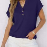 Embrace Effortless Summer Style with 2025’s Trending Flowy Henley Tops 21