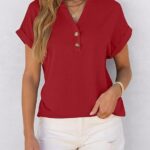 Embrace Effortless Summer Style with 2025’s Trending Flowy Henley Tops 26