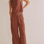 Stay Cool Comfy_ Women Linen Cotton Lounge Pants Palazzo Wide Leg 06