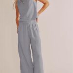 Stay Cool Comfy_ Women Linen Cotton Lounge Pants Palazzo Wide Leg 08