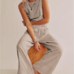 Stay Cool Comfy_ Women Linen Cotton Lounge Pants Palazzo Wide Leg 11