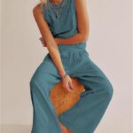 Stay Cool Comfy_ Women Linen Cotton Lounge Pants Palazzo Wide Leg 17