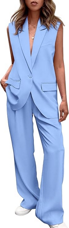 Stylish Sleeveless Suit Vest and Wide Leg Pants The Ultimate Business Casual Blazer 01