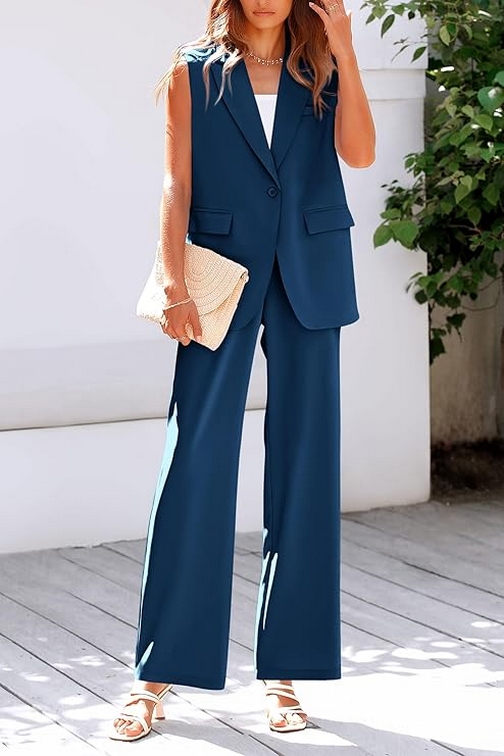 Stylish Sleeveless Suit Vest and Wide Leg Pants The Ultimate Business Casual Blazer 04