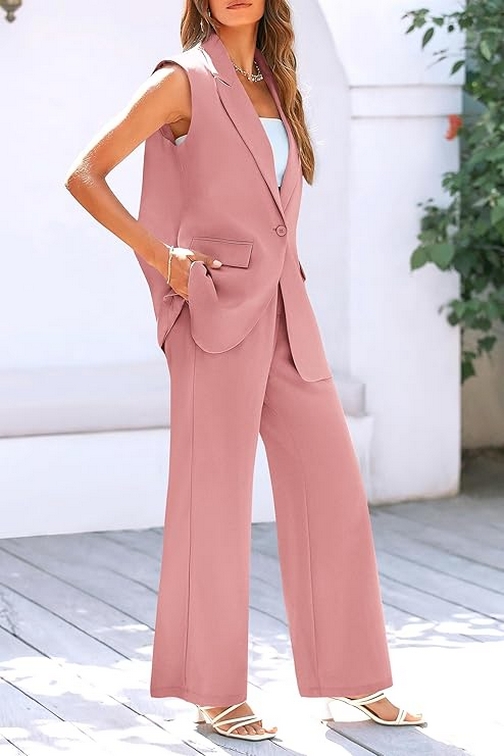 Stylish Sleeveless Suit Vest and Wide Leg Pants The Ultimate Business Casual Blazer 06