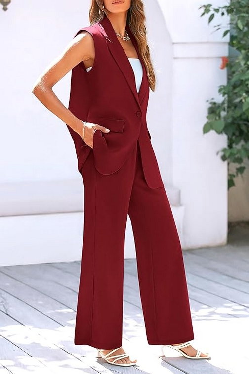 Stylish Sleeveless Suit Vest and Wide Leg Pants The Ultimate Business Casual Blazer 13