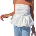 Y2K Dream Top_ The Strapless Peplum Tube with Bubble Ruffle Hem 03
